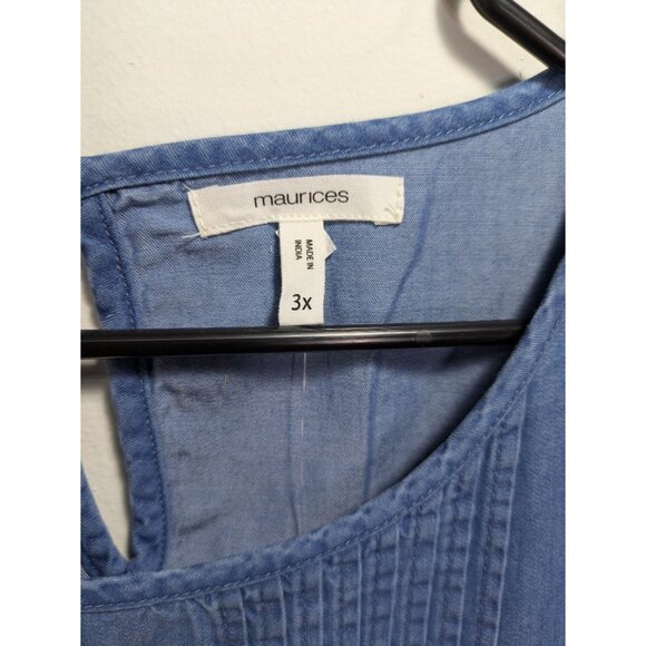 NEW Maurices Sleeveless Chambray Ruffle Top Womens Plus Size 3X - Picture 6 of 9